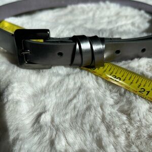 Nine West Women’s synthetic leather Belt, gun metal gray, small